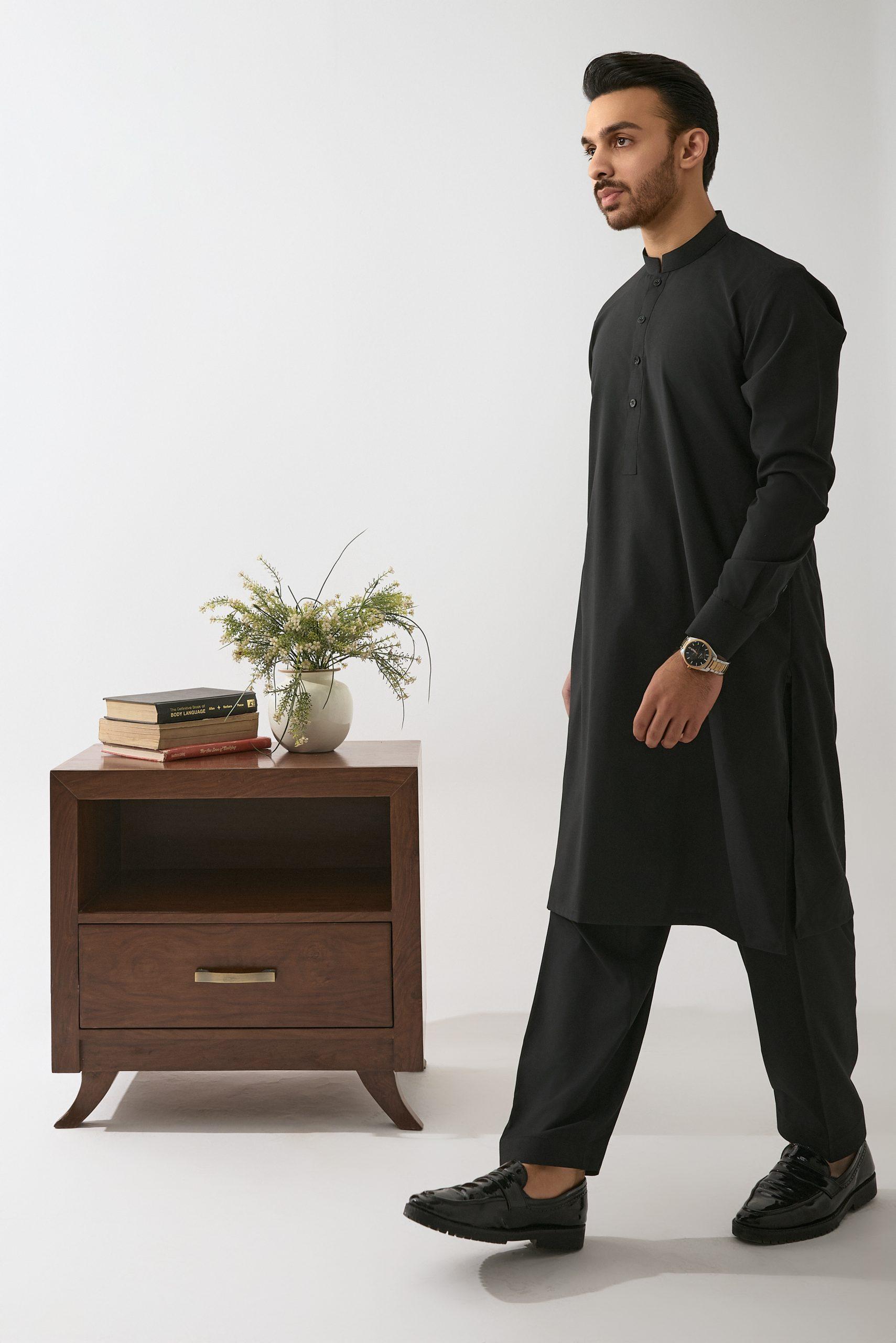 Shab-o-Roz Black Shalwar Kameez