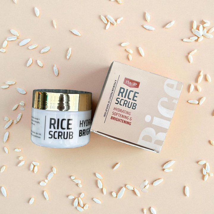 Rice Scrub for glowing skin – Niacinamide, Rice Extract, Aloe Vera, Kojic Acid